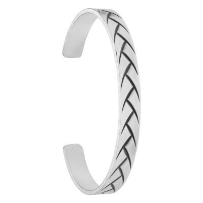 925 Silver Braided Bangle Bracelet, Width 8 mm, Diameter 67 mm - Vandona