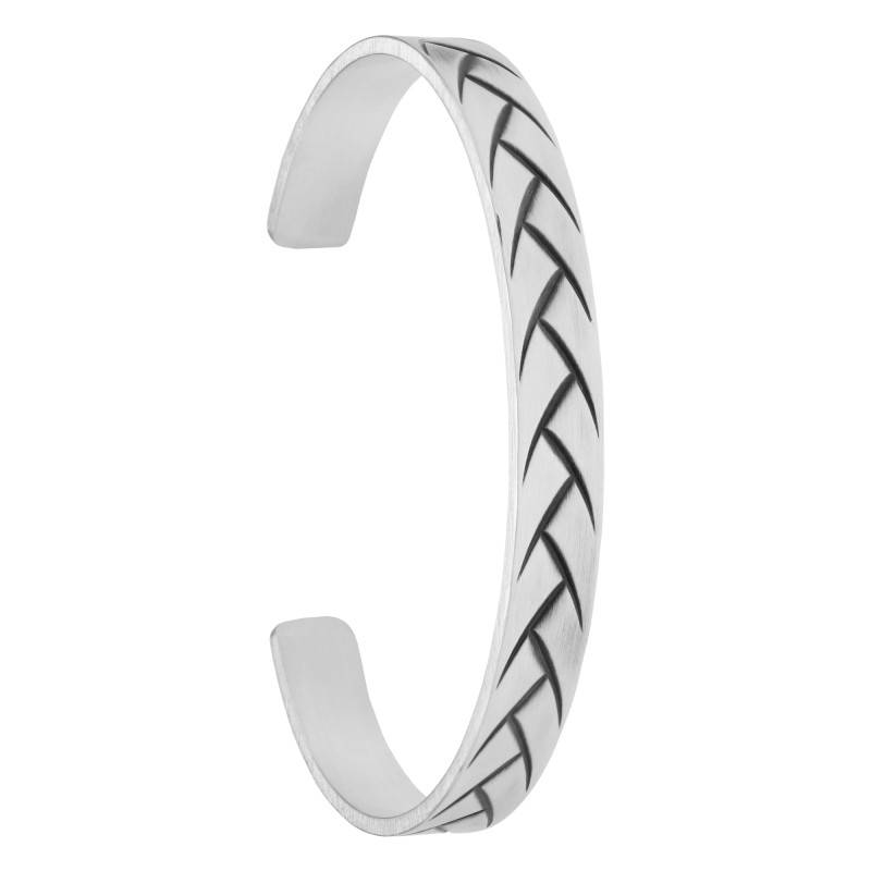 925 Silver Braided Bangle Bracelet, Width 8 mm, Diameter 67 mm - Vandona