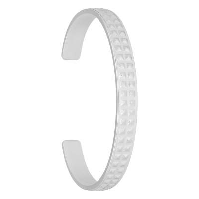 925 Silver Open Clous de Paris Bangle, Width 8 mm, Diameter 6.70 and 5.60 cm - Vandona