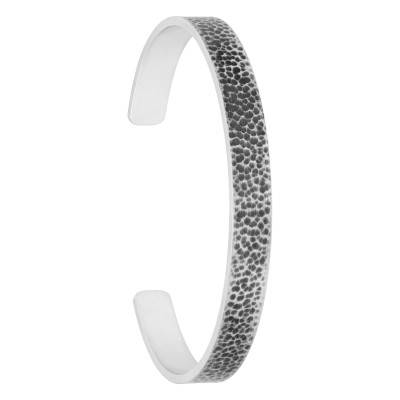 925 Silver Textured Open Bangle Bracelet, Diameter 6.70 cm and 5.60 cm, Width 8 mm - Vandona