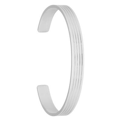 925 Silver Open Striped Bangle, Diameter 6.70 cm and 5.60 cm, Width 8 mm - Vandona