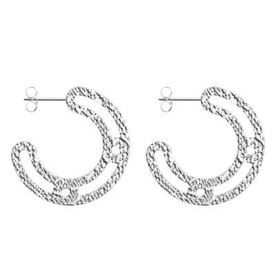 Silver Scale Hoop Earrings - Les Georgettes