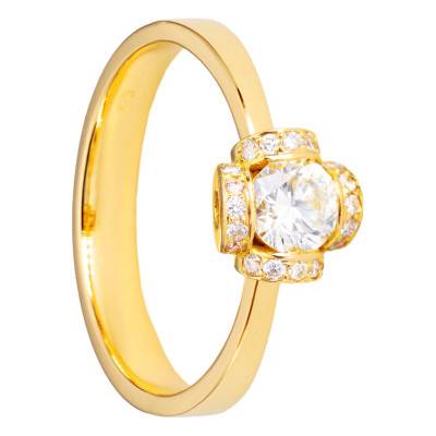 Bague Fleur d'Hiver & Diamant en Or Jaune 750 - Les Valentines