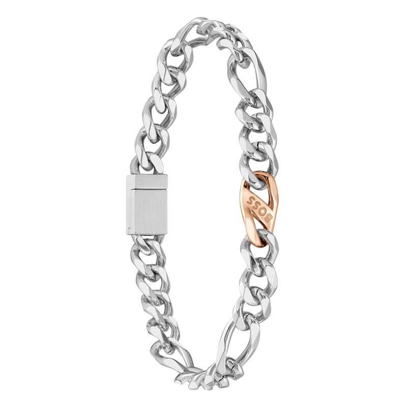 Two-Tone Stainless Steel Rian Curb Chain Bracelet, Length 17.50 cm or 19 cm - Boss