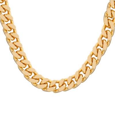 Chaîne Maille Gourmette en Plaqué Or Jaune, Longueurs 55 ou 60 cm, Largeur 7,50 mm - Manillon