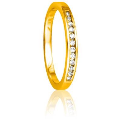 Alliance Ruban Standard Enjoleuse en Or Jaune 750 & Diamants 0,12 ct - Amore