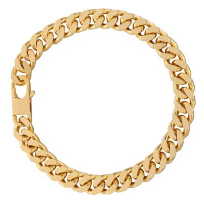 Yellow Gold-Plated Curb Chain Bracelet, Length 18 cm to 21 cm, Width 7.50 mm - Manillon