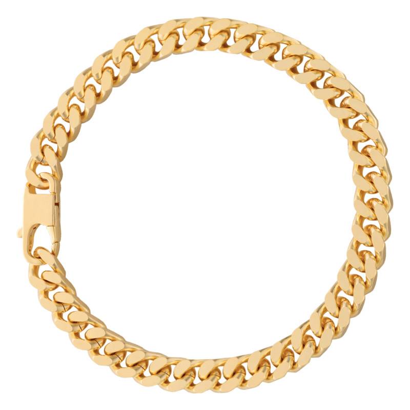Yellow Gold-Plated Silver Cuban Link Bracelet, Length 18 cm to 21 cm, Width 6 mm - Manillon