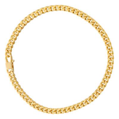 Bracelet Maille Gourmette, Plaqué Or Jaune, Longueurs de 18 à 21 cm, Largeur 4,00 mm - Manillon
