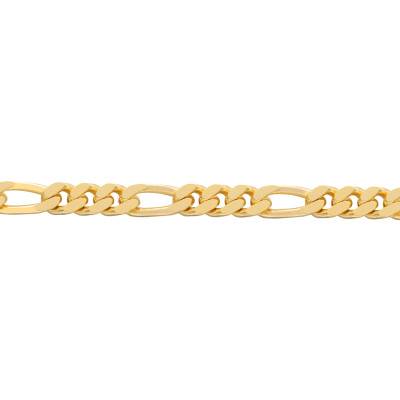 Yellow Gold-Plated Figaro Chain Bracelet, Length 18 cm to 21 cm, Width 7.50 mm - Manillon