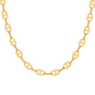 Yellow Gold-Plated Silver Coffee Bean Chain, Length 42 cm to 60 cm, Width 6.80 mm - Manillon