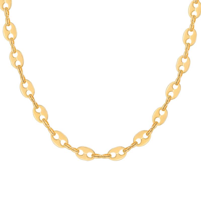 Yellow Gold-Plated Silver Coffee Bean Chain, Length 42 cm to 60 cm, Width 6.80 mm - Manillon