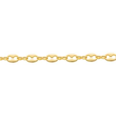 Yellow Gold-Plated Coffee Bean Chain Bracelet, Length 18 cm to 21 cm, Width 6.80 mm - Manillon