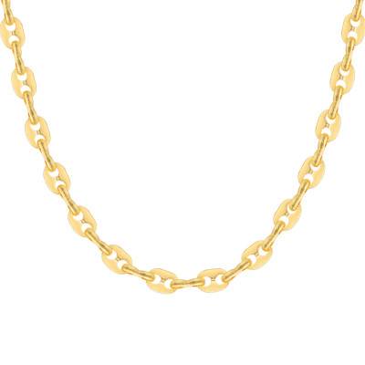 Yellow Gold-Plated Silver Coffee Bean Chain, Length 42 cm to 60 cm, Width 5.40 mm - Manillon