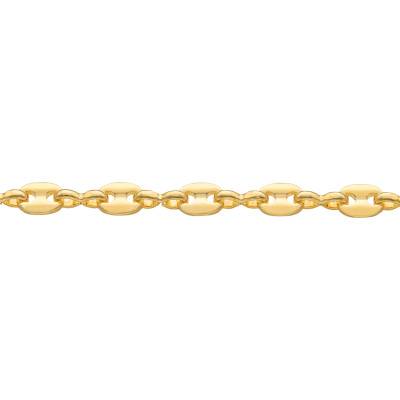 Yellow Gold-Plated Silver Coffee Bean Chain, Length 42 cm to 60 cm, Width 5.40 mm - Manillon