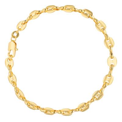 Bracelet Maille Grain de Café & Plaqué Or Jaune, Longueurs 18 cm à 21 cm, Largeur 5,40 mm - Manillon