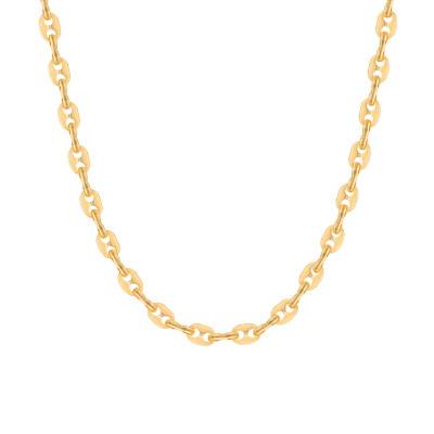 Yellow Gold-Plated Coffee Bean Chain Necklace, Length 42 cm to 60 cm, Width 3.30 mm - Manillon