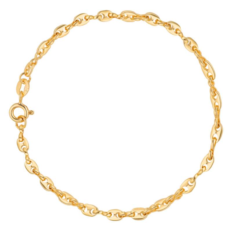Yellow Gold-Plated Silver Coffee Bean Chain Bracelet, Length 18 cm to 21 cm, Width 3.30 mm - Manillon
