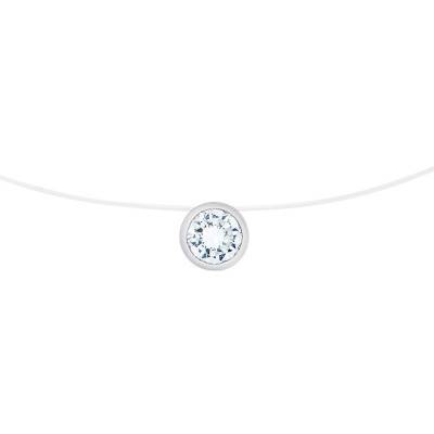 Collier Shine Fil de Pêche, Diamant & Or Blanc 750, Longueur 40 cm - Diamond Lady