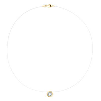 Collier Shine Fil de Pêche, Diamant & Or Jaune 750, Longueur 42 cm - Diamond Lady