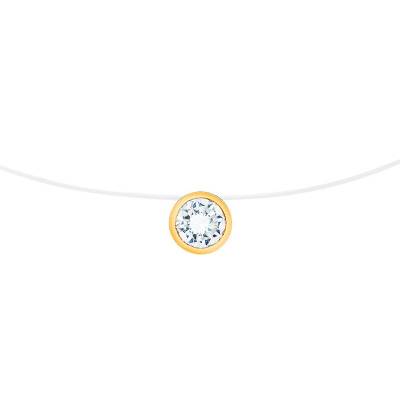 Collier Shine Fil de Pêche, Diamant & Or Jaune 750, Longueur 42 cm - Diamond Lady