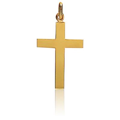 Pendentif Croix Moyenne Plate Polie Or Jaune 750 - Augis