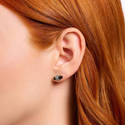 Boucle d'oreille Unique Rebel Wolf en Argent 925 & Oeil de Tigre - H2282-826-1 - Thomas Sabo