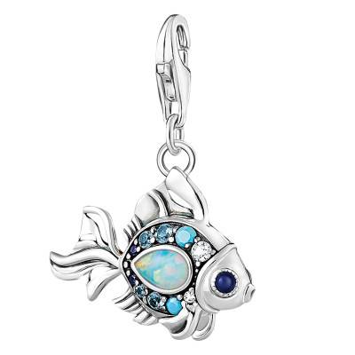 Fish Charm Pendant in 925 Silver & Two-Tone Stones - 1884-945-7 - Thomas Sabo