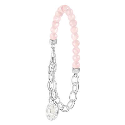 925 Silver & Pink Quartz Charmista Coin Bracelet, Adjustable Length - A2128-067-9 - Thomas Sabo
