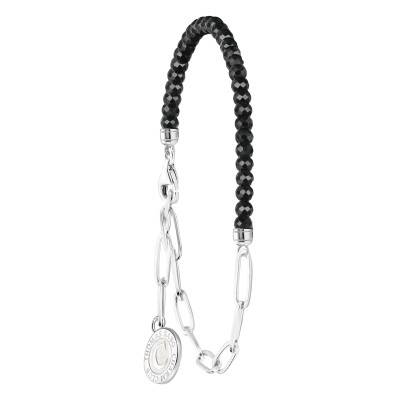 Bracelet Chamista Coin Agates Noires en Argent 925, Longueurs Ajustables, Largeur 3,00 mm - A2131-148-11 - Thomas Sabo