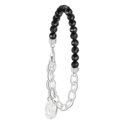 Bracelet Chamista Coin Obsidiennes Noires en Argent 925, Longueurs Ajustables, Largeur 5,00 mm - A2128-148-11 - Thomas Sabo