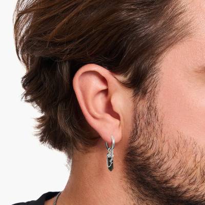 Rebel Wolf 925 Silver & Tiger's Eye Single Hoop Earring - CR724-950-1 - Thomas Sabo