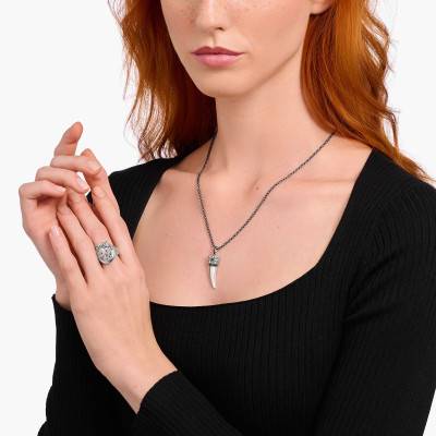 Rebel Wolf 925/1000 Silver & Cubic Zirconia Necklace, 45 cm to 55 cm - KE2202-643-11 - Thomas Sabo