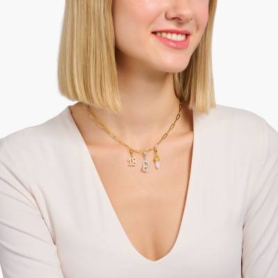 Yellow Gold-Plated Charmista Mixed Charm Hexagon Pendant with Blue Stone - 2165-995-9 - Thomas Sabo