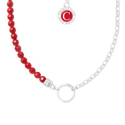 925 Silver & Coral Stones Charmista Coin Necklace, Length 40 cm to 45 cm - KE2190-007-10 - Thomas Sabo