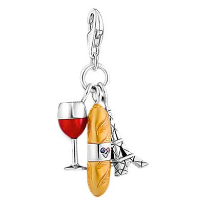 Pendentif Charm Verre de Vin Rouge, Baguette & Tour Eiffel en Argent 925 - 2078-390-7 - Thomas Sabo