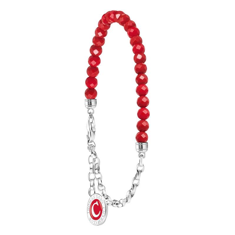 925 Silver & Coral-Colored Beads Charmista Bracelet, Adjustable Length, Width 4 mm - A2130-007-10 - Thomas Sabo