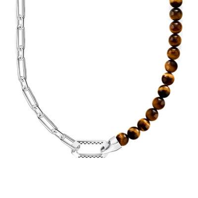 Collier Oeil de Tigre & Argent 925, Longueur 50 à 55 cm - KE2179-826-2-L55V - Thomas Sabo