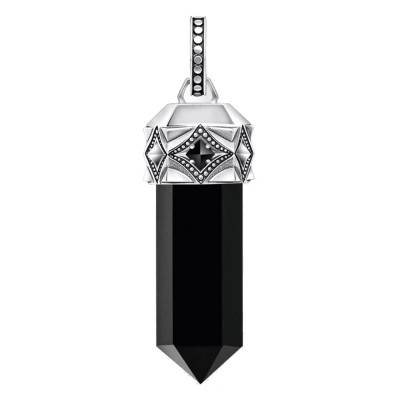 Rebel Wolf Hexagonal Pendant in 925 Silver & Black Onyx - PE964-641-11 - Thomas Sabo