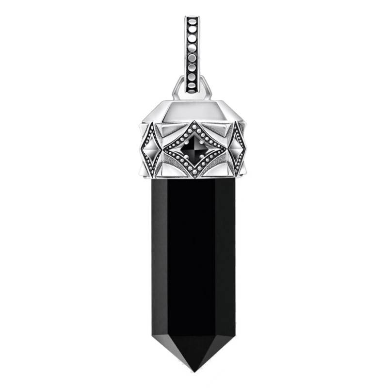 Rebel Wolf Hexagonal Pendant in 925 Silver & Black Onyx - PE964-641-11 - Thomas Sabo