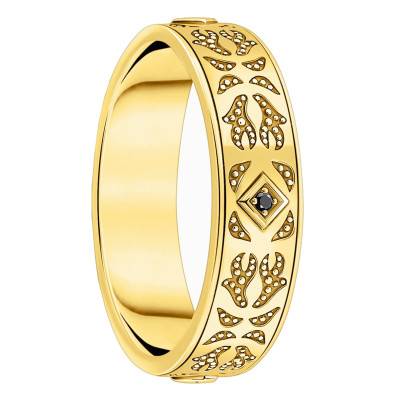 Bague Ruban Rebel Wolf en Plaqué Or Jaune & Zircones Noires - TR2455-414-39 - Thomas Sabo