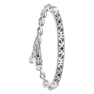 Rebel Wolf 925 Silver & Black Zirconia Baby ID Bracelet, Length 15 cm to 19 cm and 16 cm to 21 cm, Width 7.50 mm - - Thomas Sabo