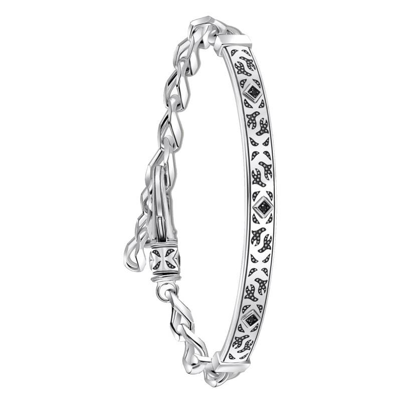 Rebel Wolf 925 Silver & Black Zirconia Baby ID Bracelet, Length 15 cm to 19 cm and 16 cm to 21 cm, Width 7.50 mm - - Thomas Sabo