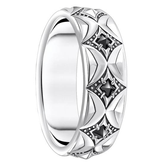 Bague Argent Massif – Losange Noir – Taille 58 (occasion)