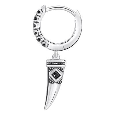 1 Rebel Wolf Wolf's Tooth Hoop Earring in 925 Silver & Black Zirconia - CR725-643-11 - Thomas Sabo