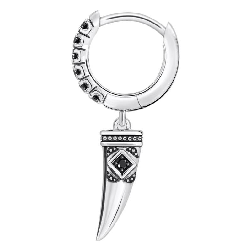 1 Rebel Wolf Wolf's Tooth Hoop Earring in 925 Silver & Black Zirconia - CR725-643-11 - Thomas Sabo