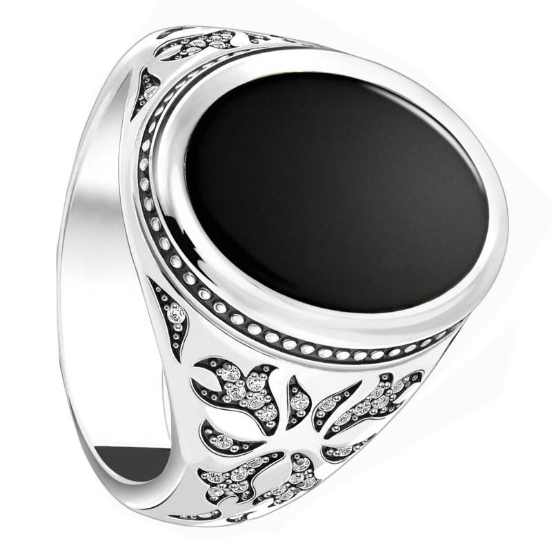 Rebel Wolf 925 Silver, Zirconia & Onyx Ring - TR2454-641-11 - Thomas Sabo
