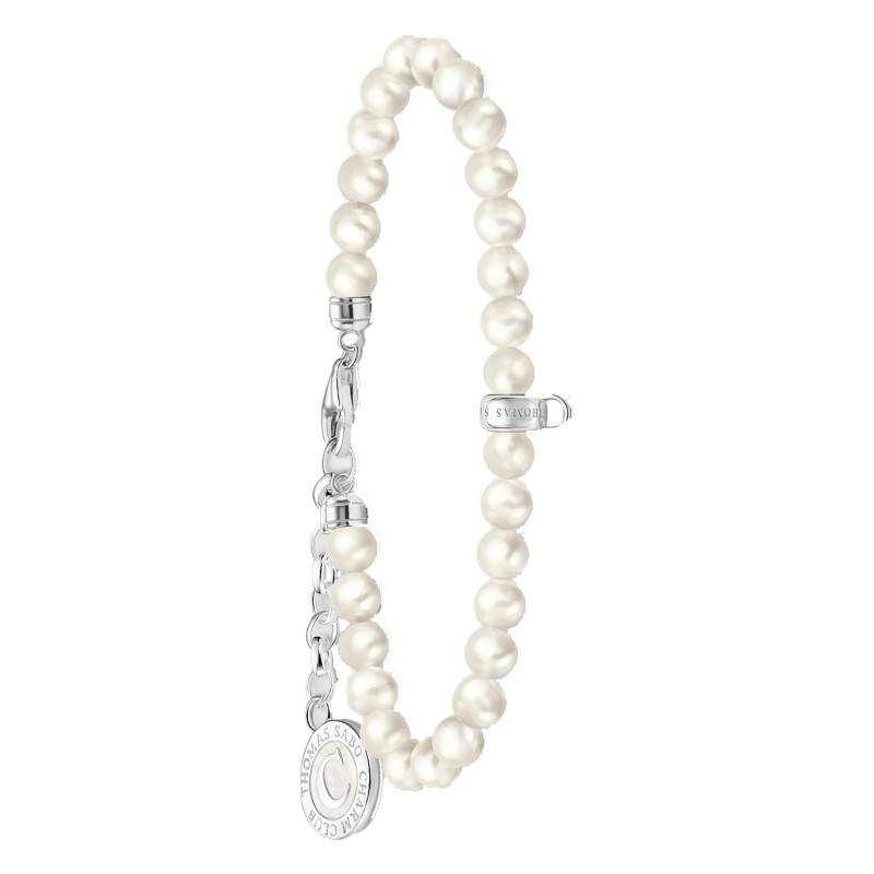 925 Silver & Freshwater Pearls Charmista Bracelet, Length 16 cm to 19 cm, Width 4 mm - A2141-158-14 - Thomas Sabo