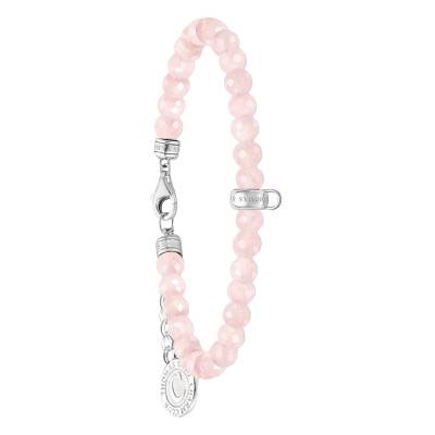 925 Silver & Rose Quartz Bead Charmista Bracelet, Length 16 to 19 cm, Width 4 mm - A2141-067-9 - Thomas Sabo