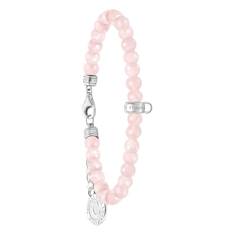 925 Silver & Rose Quartz Bead Charmista Bracelet, Length 16 to 19 cm, Width 4 mm - A2141-067-9 - Thomas Sabo
